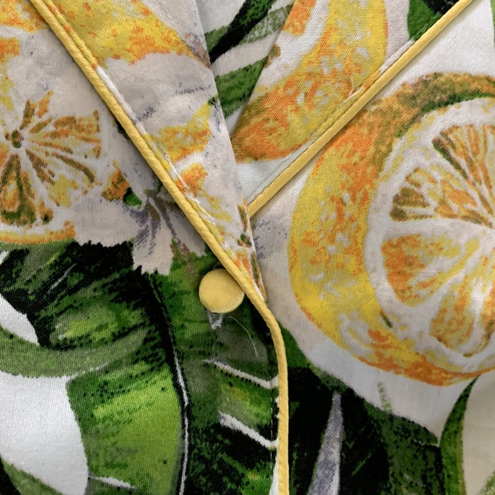 Cottonreal Leaf & Lemon Print Short Sleeve Pajama Set size S - Picture 4 of 12